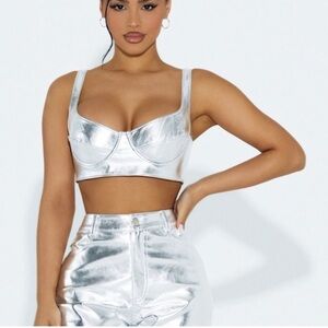 Silver Metallic Women's Crop Top